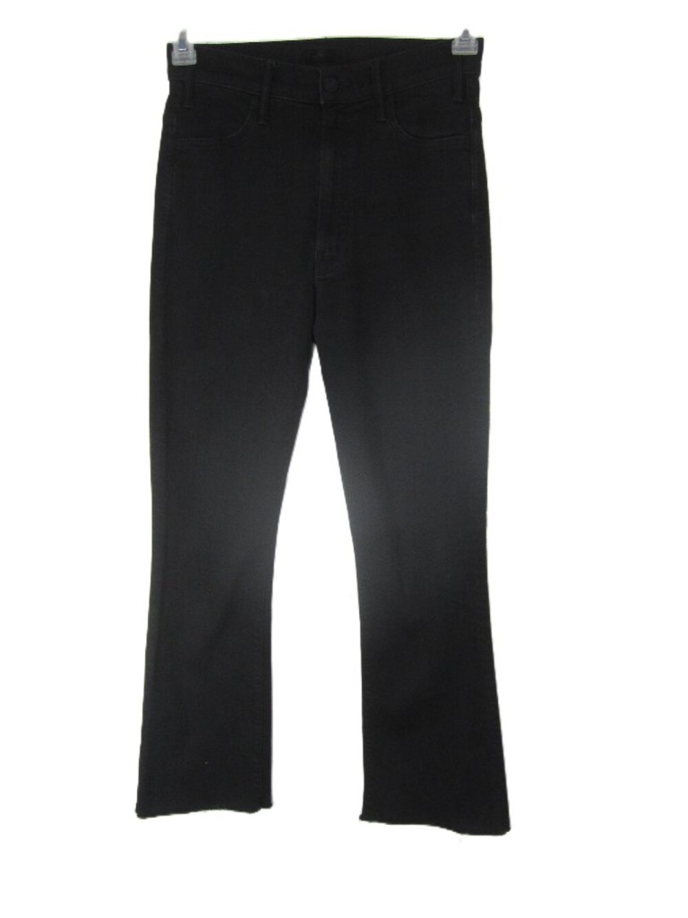 MOTHER 27 Hustler Ankle Fray Bootcut Jeans Not Guilty Wash Black Raw He - Picture 2 of 13